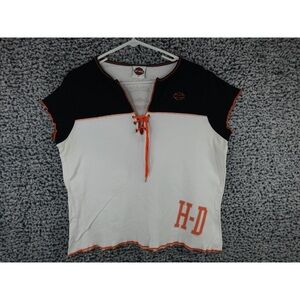 Harley-Davidson Black and White Tee with Orange Accents